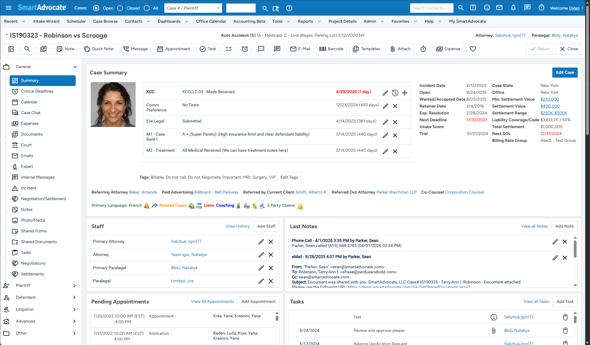 The same case view with the token layer applied